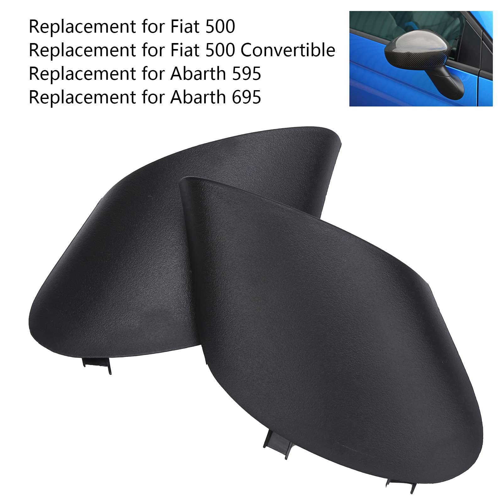 Coppia copri braccio specchietto laterale 0735642839 ricambio sinistro/destro per Fiat 500 decappottabile - 3