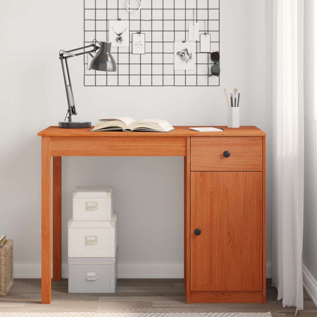 Bureau avec tiroir Brun Ciré 100 x 50 x 74 cm Pin massif | Leroy Merlin