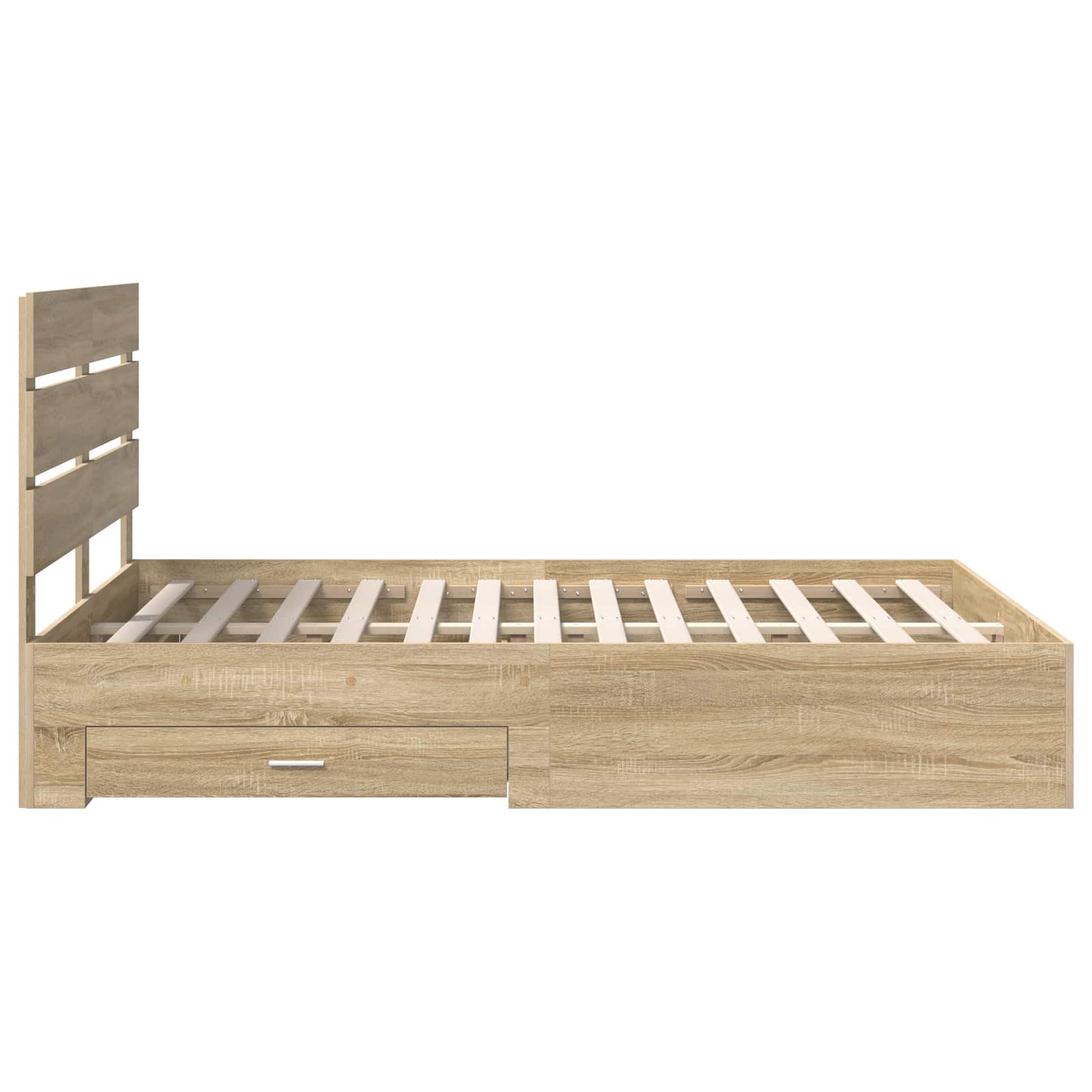 Cadre de lit en panneau de bois, chêne, pour la chambre, 150 × 200 cm - 9