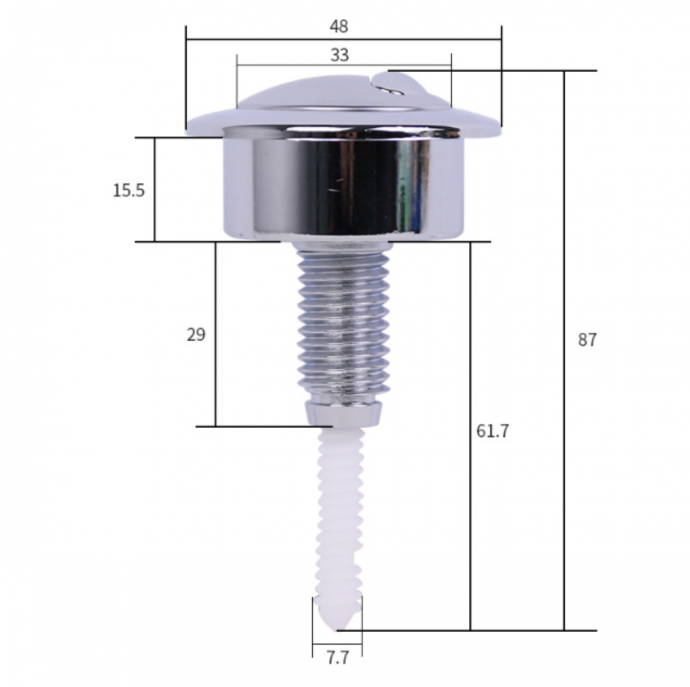 Pulsante Di Scarico WC Doppio – Pneumatico, Per Cisterne Nascoste, Colore Bianco, Dimensioni 84x98 Mm, Materiale ABS