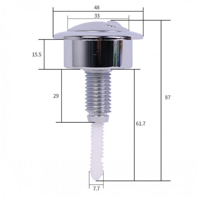Pulsante Di Scarico WC Doppio – Pneumatico, Per Cisterne Nascoste, Colore Bianco, Dimensioni 84x98 Mm, Materiale ABS