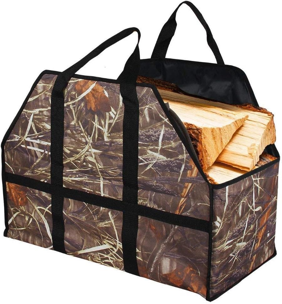 Borsa porta legna in tela cerata resistente, accessori per camino extra Borsa porta legna in tela cerata resistente, accessori per camino extra