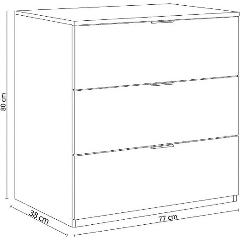 Commode Rea, Commode moderne avec 3 tiroirs, Commode basse pour la chambre, Armoire à tiroirs, 77x38h80 cm, Blanc - 3