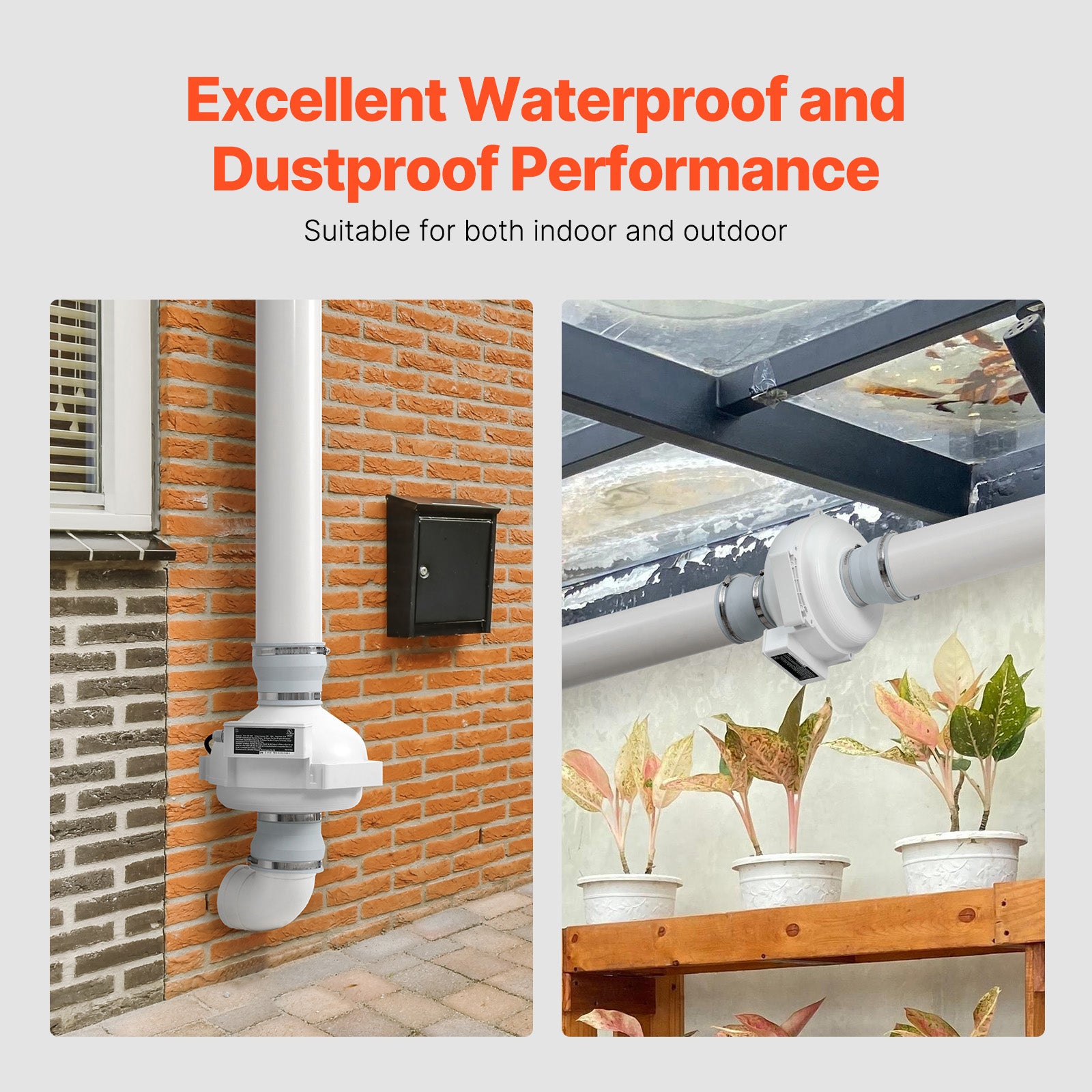 Sistema de ventilador para mitigación de radón de 4 a 4,5 pulgadas, kit silencioso de 190 CFM con 2 acopladores SucceBuy - 6