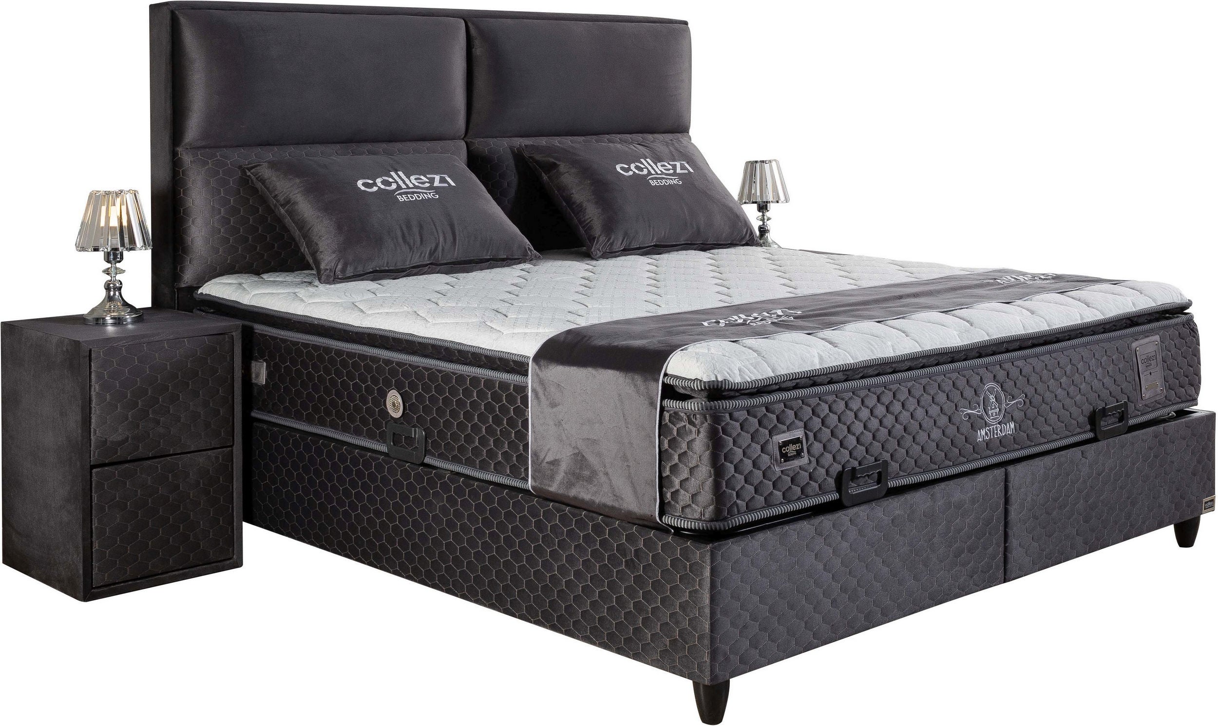 Ensemble De Lit Coffre 160x200 En Velours Gris Avec Un Matelas Ensemble De Lit Coffre 160x200 En Velours Gris Avec Un Matelas