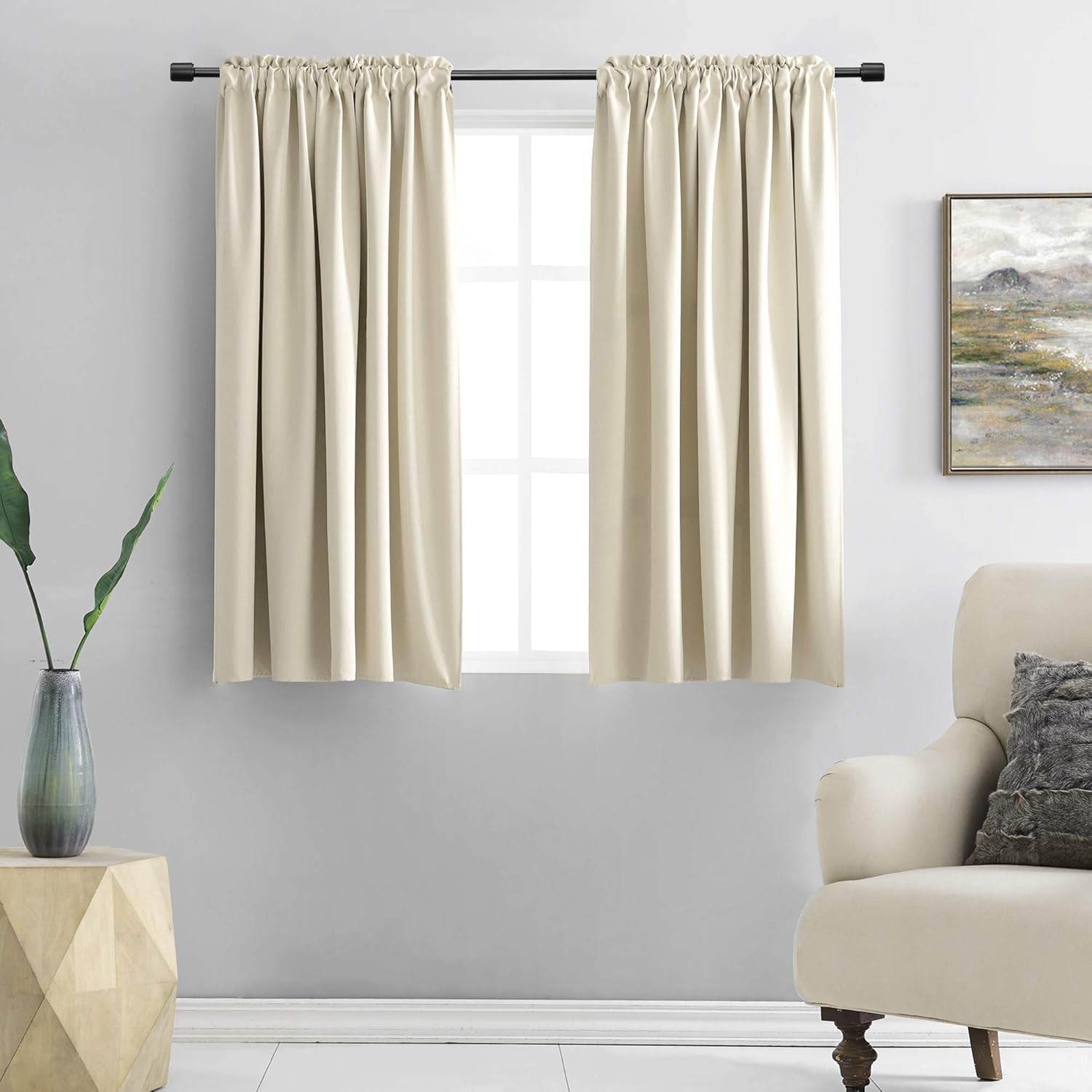 Rideau Occultant LKTCOBTAC Pour Petite Fenêtre – Beige, 132x45 Cm – Idéal Camping-car, Cuisine, Sous-sol