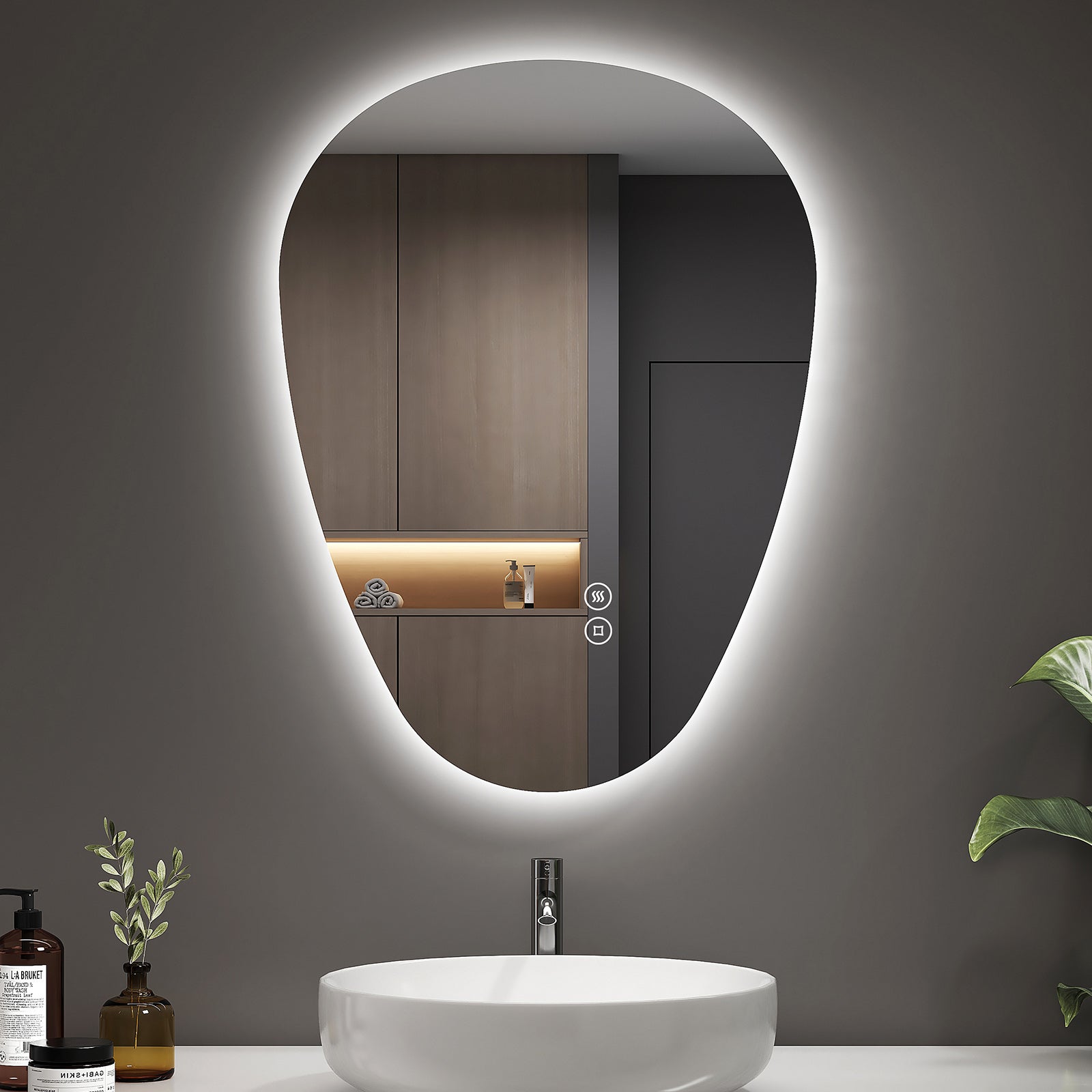 Horloge Led Miroir Salle De Bain LED EMKE 90x70 Cm - Anti-Buée