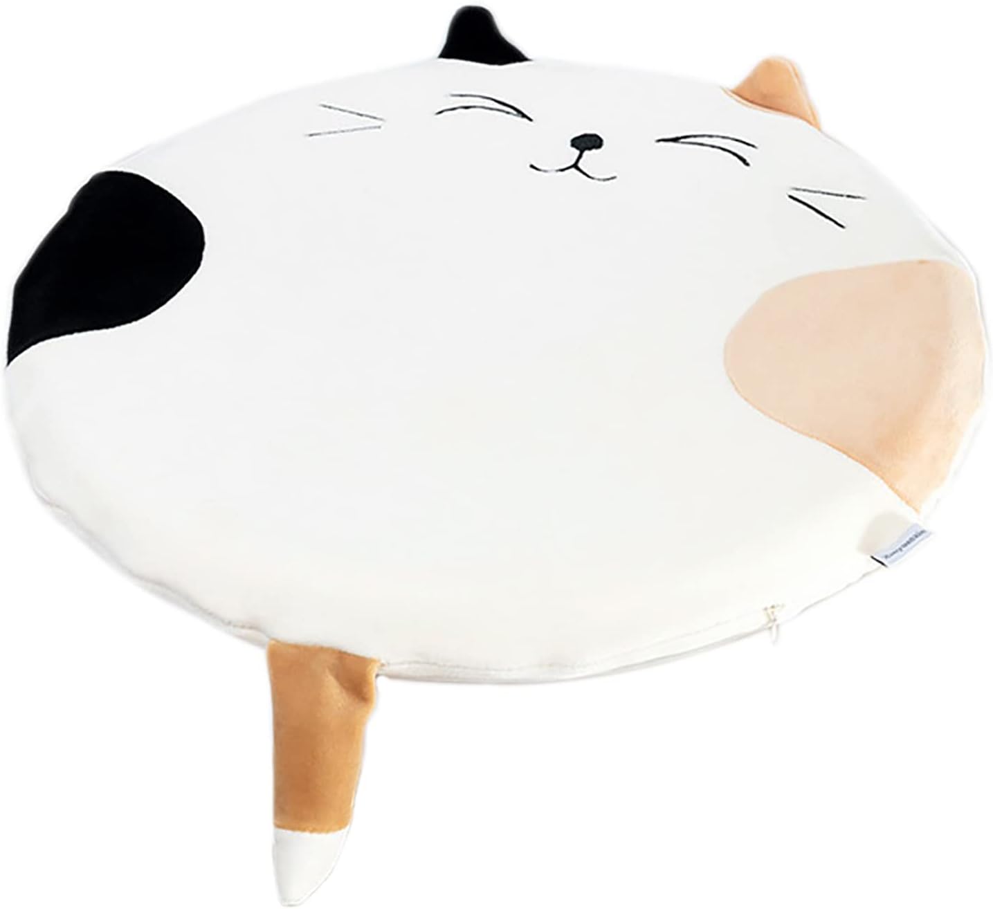 Okrągła pluszowa poduszka w kształcie kota z pianki memory, miękka, antypoślizgowa mata tatami na hoker barowy, poduszka na podłogę, 40 x 40 cm, biała