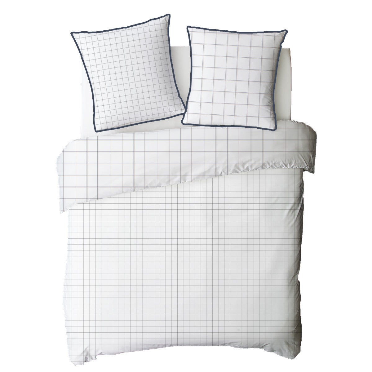 Parure de lit 2 personnes à carreaux en coton 260x240cm - 5