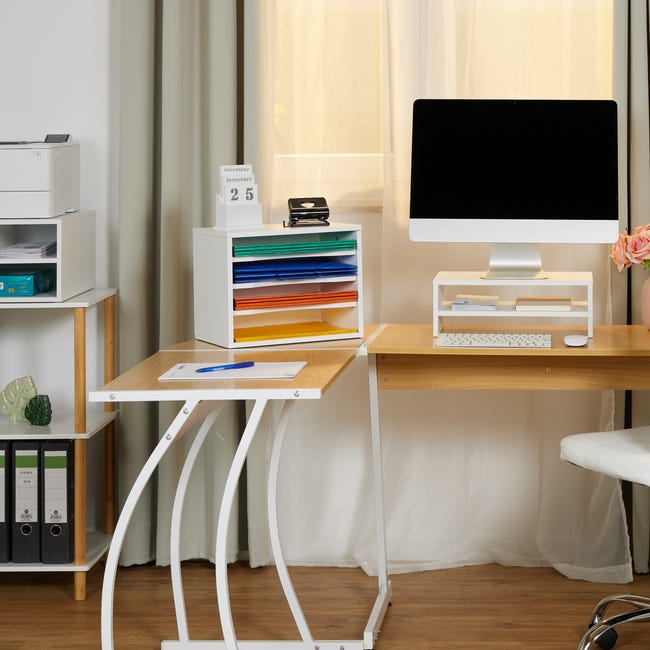 Supporto Monitor Con Ripiano Relaxdays - Base Rialzata Per PC, Organizer, Nero, 28x75.5x20cm - Foto 10
