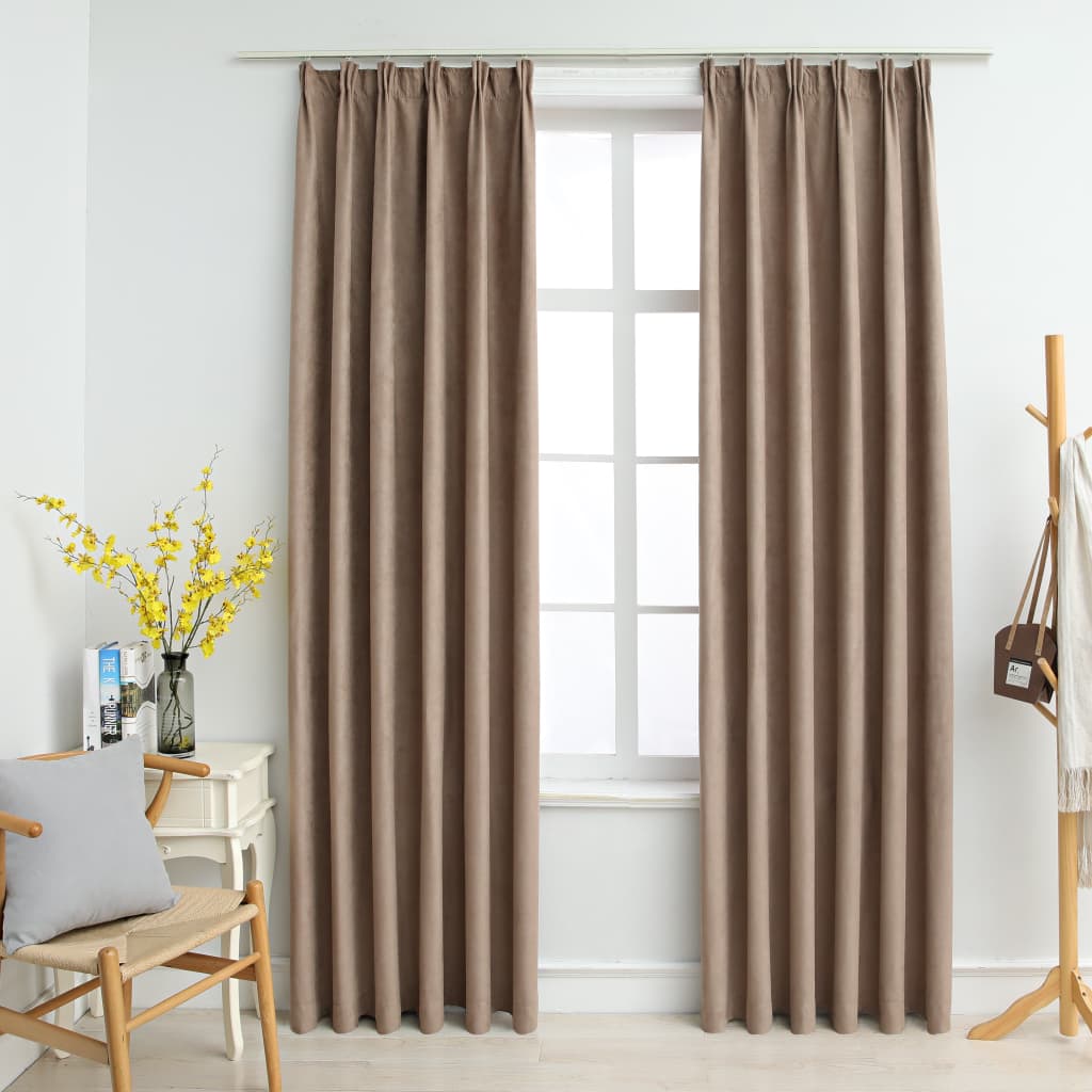 Maison Exclusive - Tende Oscuranti con Ganci 2 pz Grigio Talpa 140x225 cm - 9