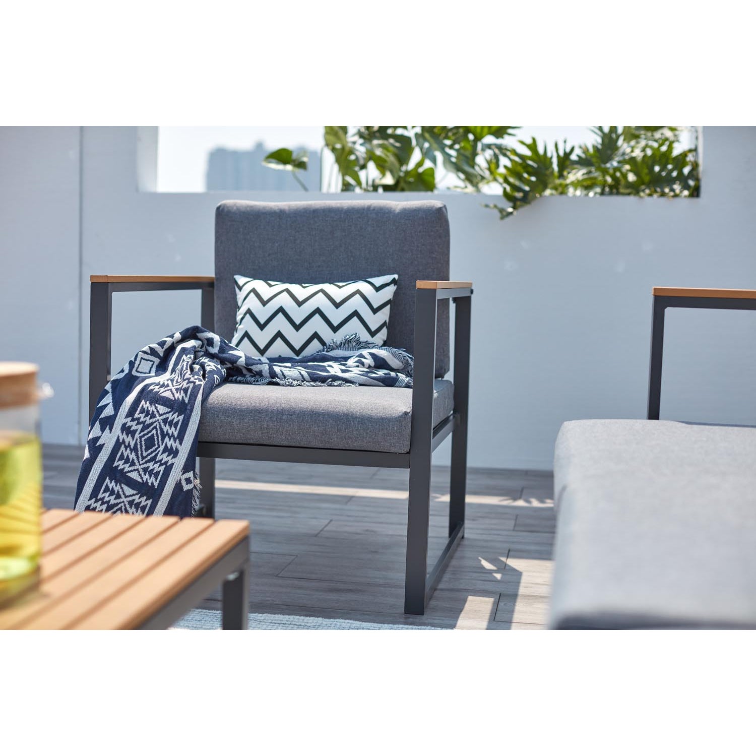 Salon de jardin bas en aluminium gris TAHINA - 4