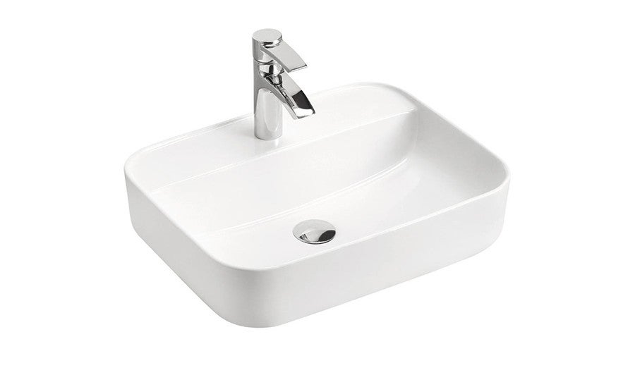 Umywalka nablatowa MAGIC 50 cm biała połysk ceramika kwadratowa