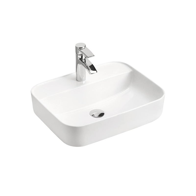 Umywalka nablatowa MAGIC 50 cm biała połysk ceramika kwadratowa