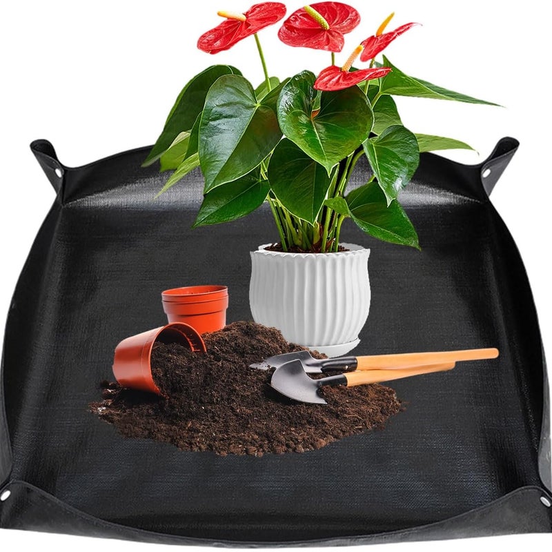 Wodoodporna mata do sadzenia, mata ogrodnicza 66x66 cm, czarna mata do sadzenia z polietylenu, składana mata ogrodowa, mata do sadzonek