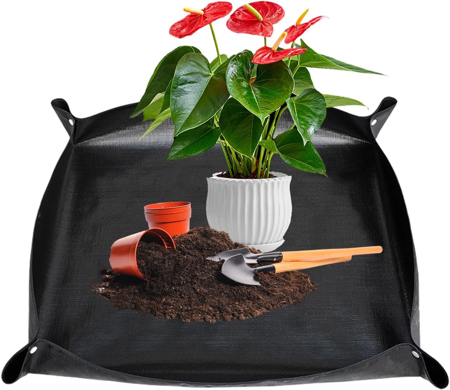Grand Tapis De Rempotage Imperméable 100x100 Cm – Pliable Avec Boutons Pression – Protection Sol Intérieur Pour Plantes Et Jardinage