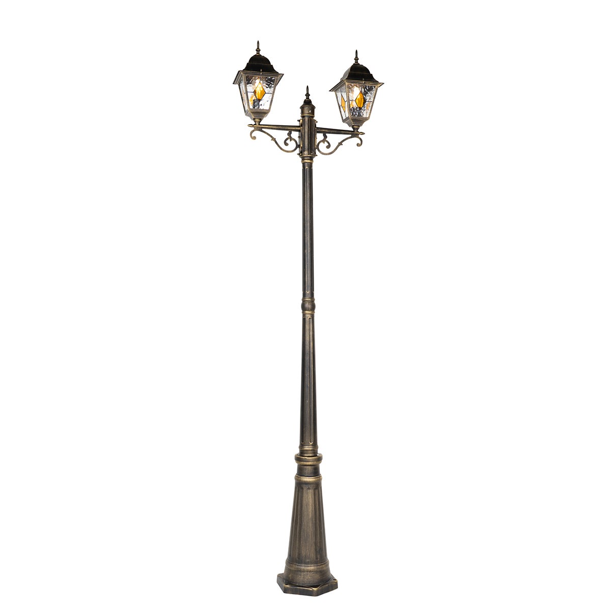 Antyczna lampa ogrodowa stojąca antyczne złoto 240 cm 2-światła - Antigua