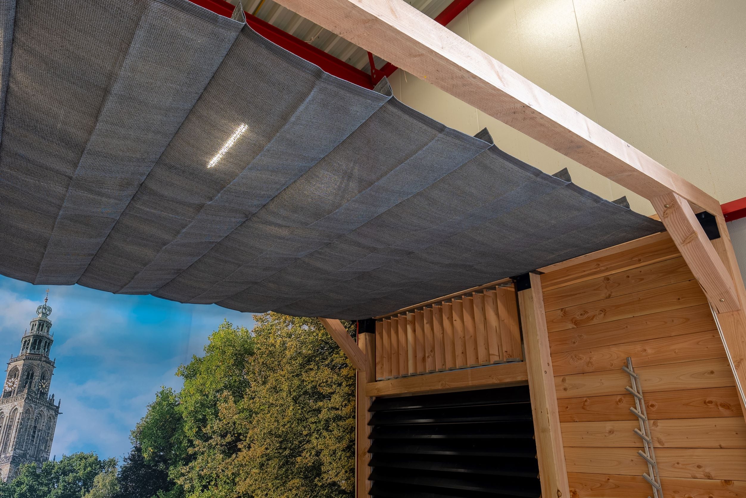 Toldo retráctil para pérgola en gris antracita 290 x 500 cm - 3