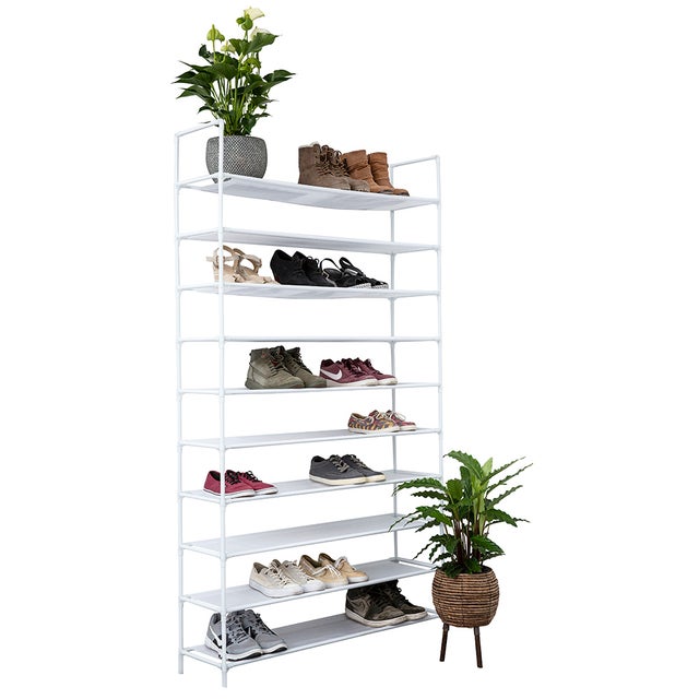 Scarpiera A Scaffale 40 Paia | Metallo E Plastica 140x72x25cm | Pratica E Salvaspazio Per Ingresso E Armadio