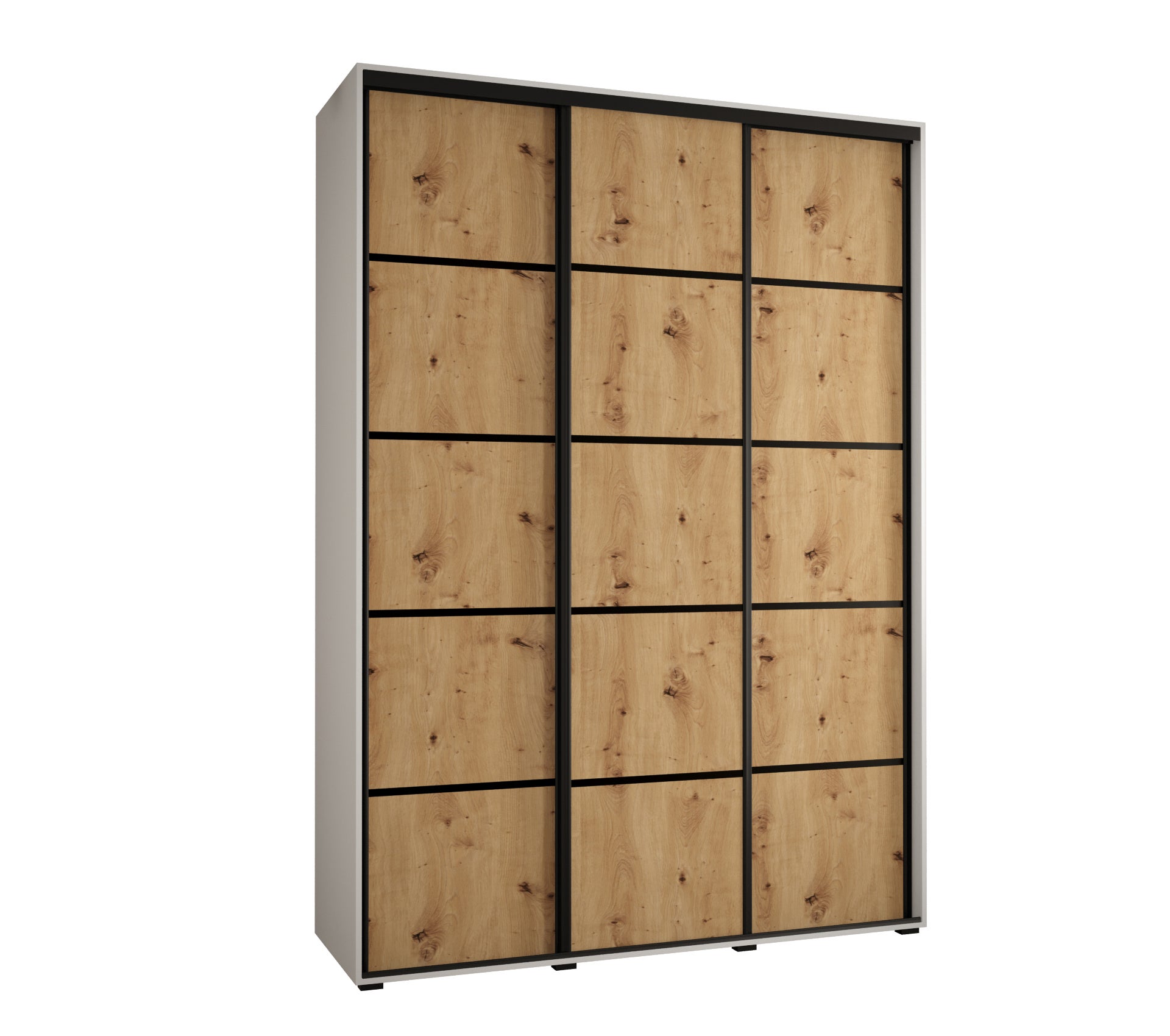 Szafa przesuwna wysoka Davos 4 170 x 45 x 235,2 cm biały + artisan + u. czarny - Abiks Meble