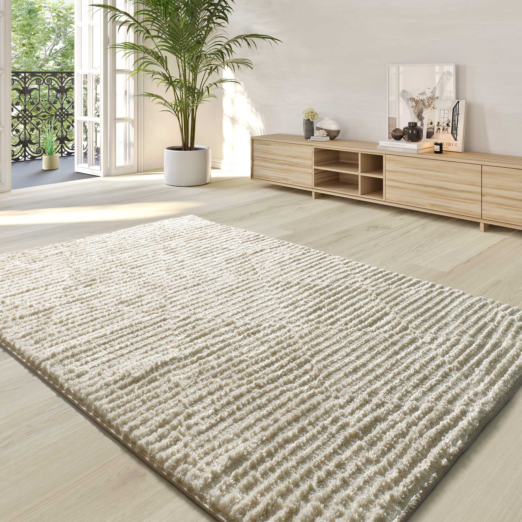Prostokątny kremowy dywan do wnętrz 160 x 230 cm LIMA skandynawski - ATTICGO