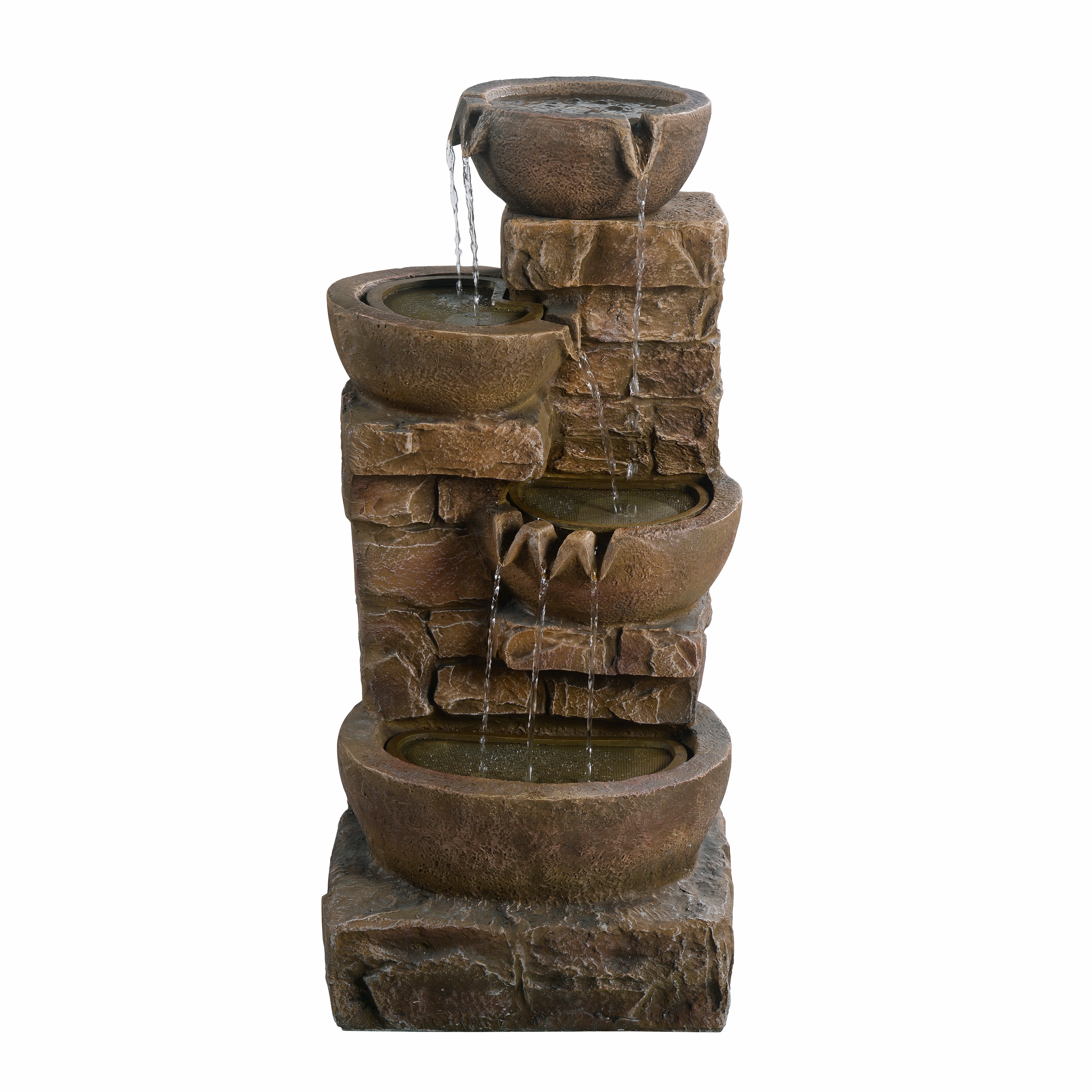 Fontaine de jardin pierre 84.5cm avec pompe LED, Marron TEAMSON HOME - 5