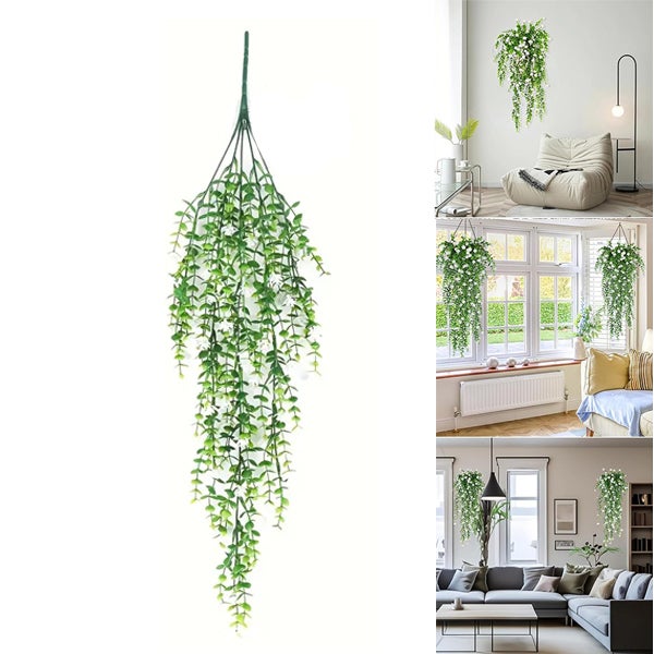 4 Plantes Artificielles Suspendues – Déco Murale Verte Pour Intérieur & Extérieur | Bureau, Salon, Jardin