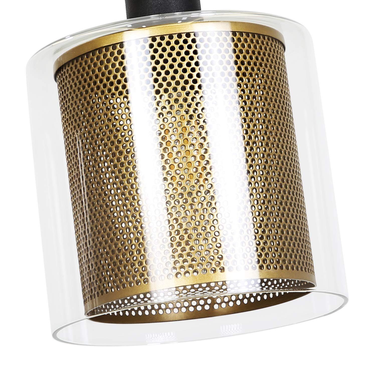 NETTLIFE Czarna złota metalowa lampa wisząca E14 średnica 171,5 cm Vintage Industrial Glass 3-Light Lampa do salonu, biura, jadalni - 8