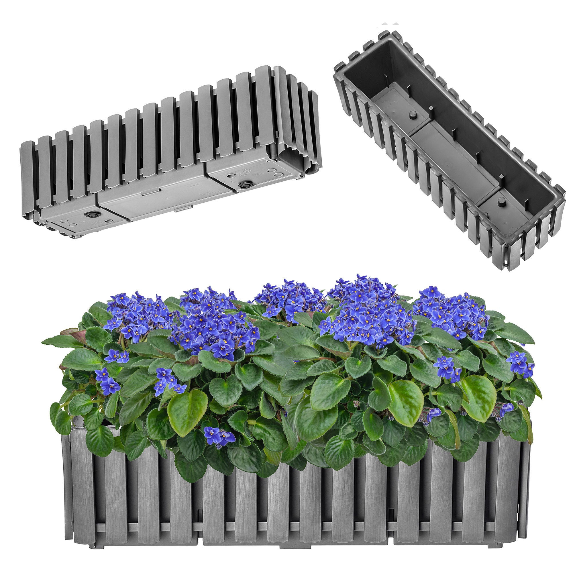 🌿 Macetero Rectangular Antracita Con Posavasos – 4 Tamaños (39 A 78 Cm) Para Interior Y Exterior