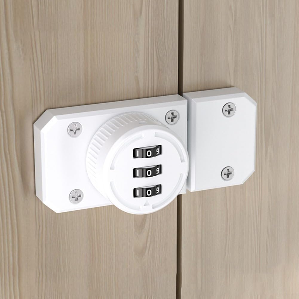 Zamek szafkowy na hasło, obrotowy zamek szafkowy, mechaniczne drzwi z kodem szyfrowym, stop cynku (biały)