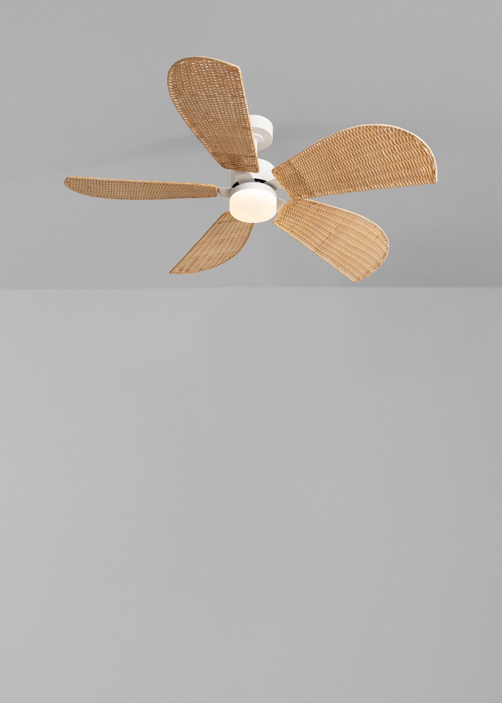 Ventilatore Da Soffitto Con Luce E27 E Telecomando - Stile Bambù Rattan, 40W, Silenzioso, Regolabile Per Camera Letto, Soggiorno, Cucina (Bianco) - 2