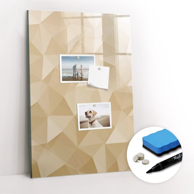 Lavagna Magnetica Murale, Tulup - 40x60 cm - Abstraction triangles, 5 magneti, una spugna, un pennarello nero
