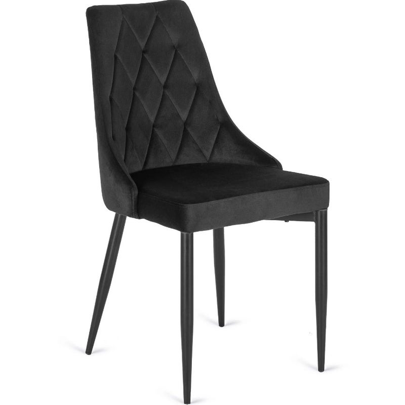 Krzesło Tapicerowane Welurowe Pikowane Loft Do Jadalni Salonu Czarne CORK
