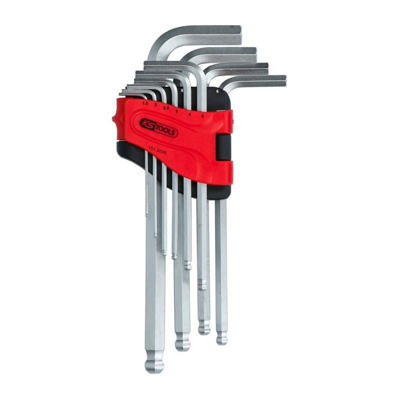 Jeu de clés mâles coudées à six pans creux et tête sphérique, longues, 10 pcs - KSTools 151.5000