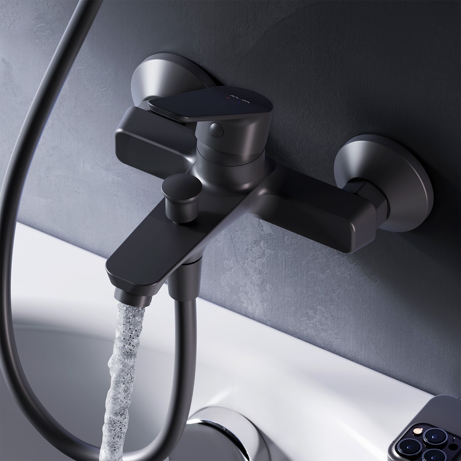 Mechaniczna bateria wannowa bateria łazienkowa czarna, Hit FTA10022 AM.PM