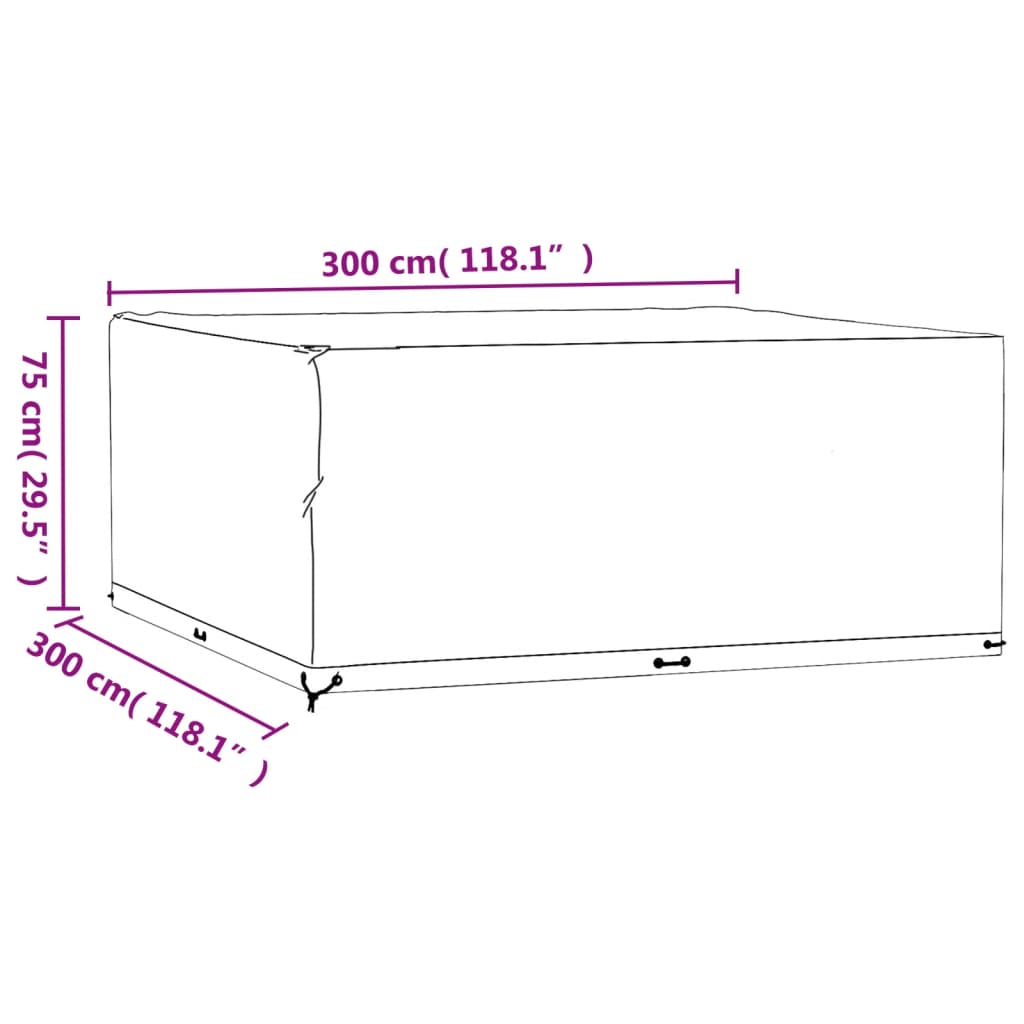 Funda para muebles de jardín 16 ojales cuadrada 300x300x75 cm CFW35581 - 9