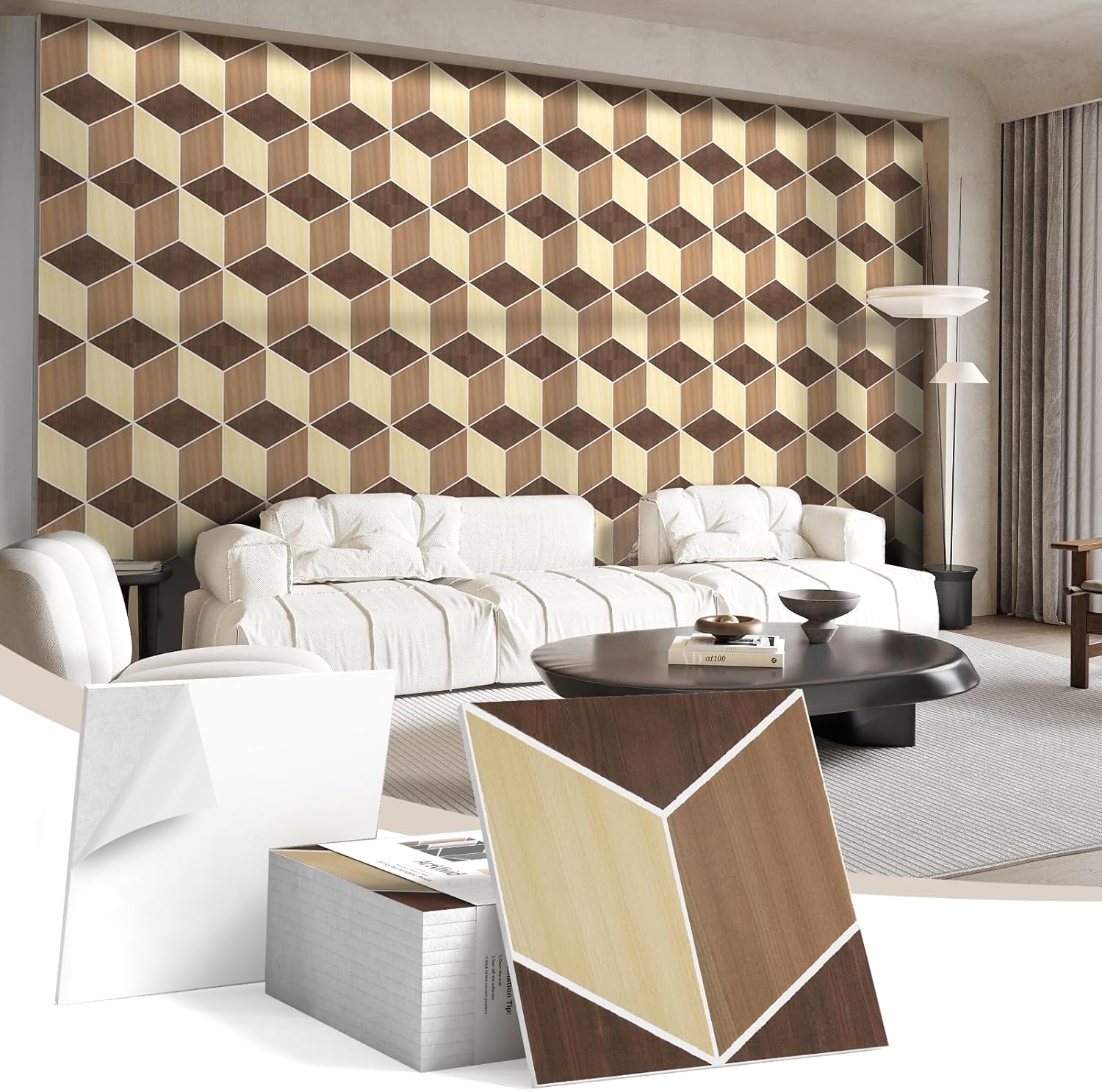 Panele ścienne 3D 12 sztuk - samoprzylepne 30x30 cm - dekoracja pochłaniająca hałas - rozwiązanie akustyczne dla domu i biura