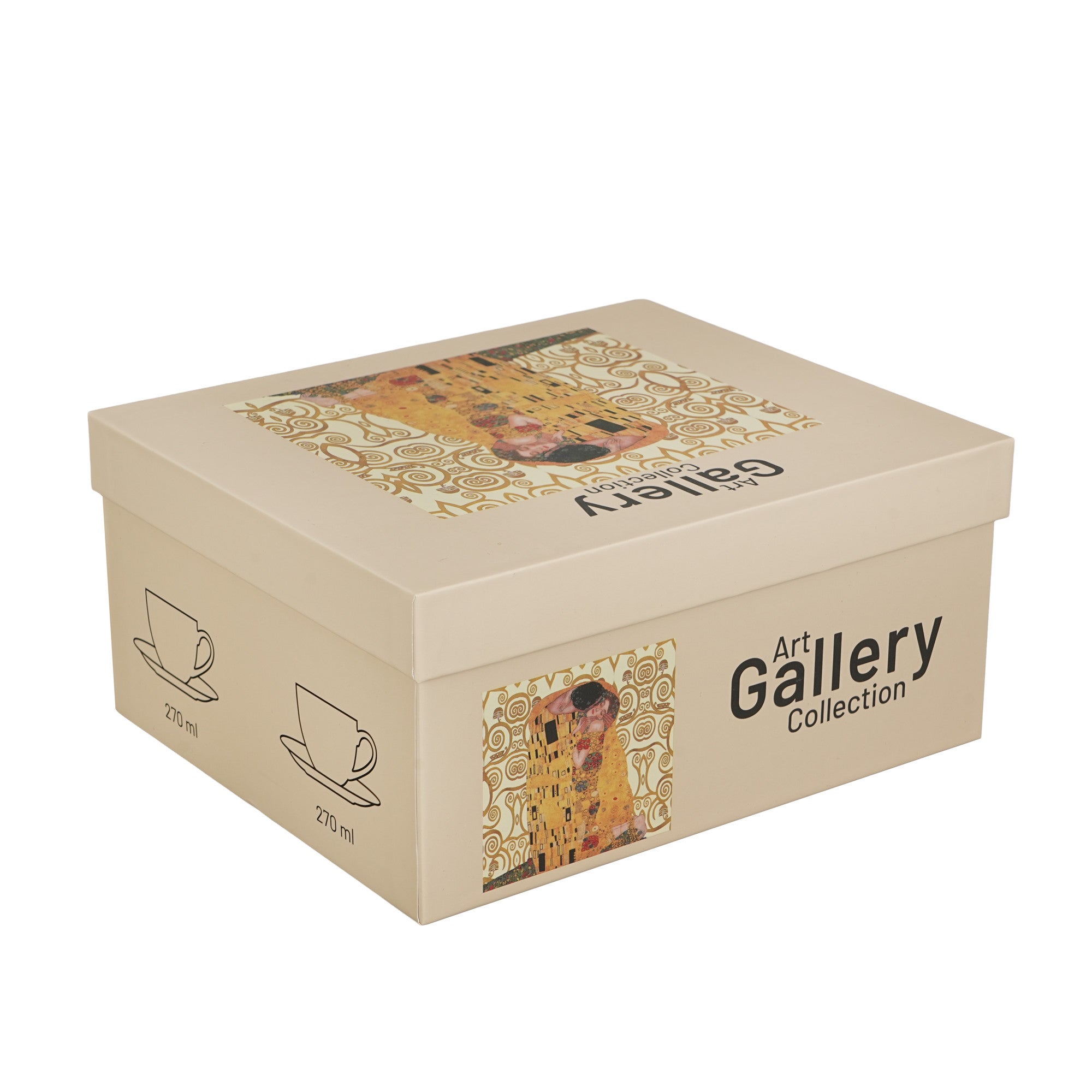 Filiżanki ze spodkami Duo biało - beżowa porcelana kpl. - 9