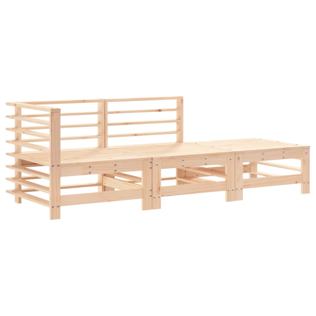 Maison Exclusive - Salon de jardin 3 pcs avec coussins bois massif - 3