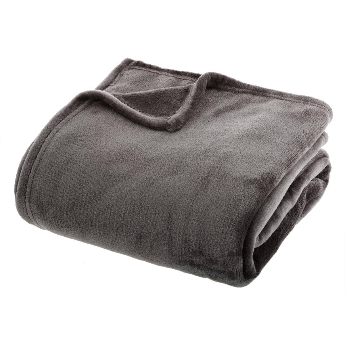 Plaid flanelle gris ardoise 130x180cm - Atmosphera Créateur d'intérieur - 2