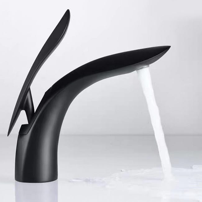 Bateria łazienkowa jednootworowa z jednym uchwytem, bateria umywalkowa, bateria mieszaczowa z ciepłą i zimną wodą, czarna