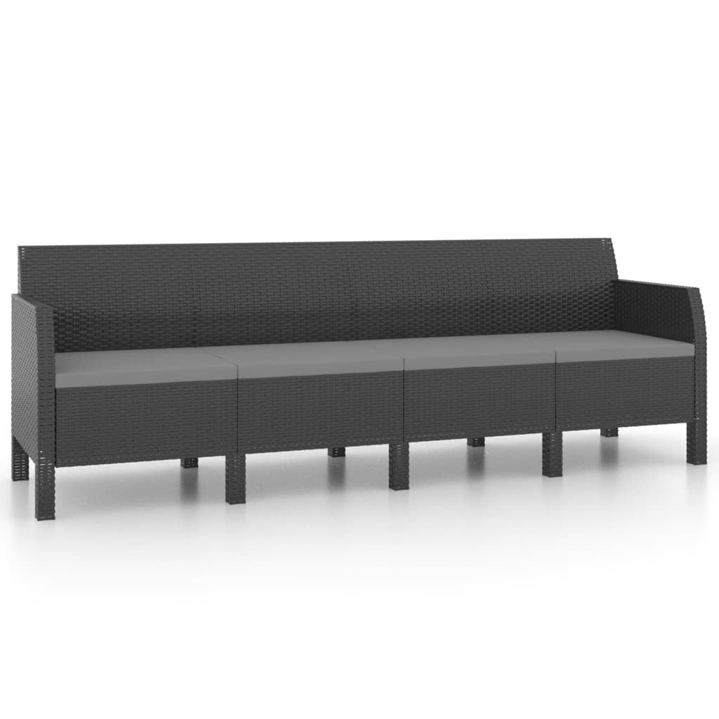 Maison Exclusive - 2 pcs conjunto lounge jardim com almofadões vime PP antracite - 7