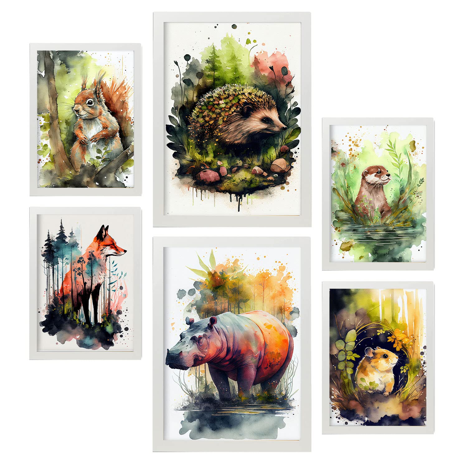 Nacnic Créatures Affiches Illustrations D'animaux Dans Des Paysages ...