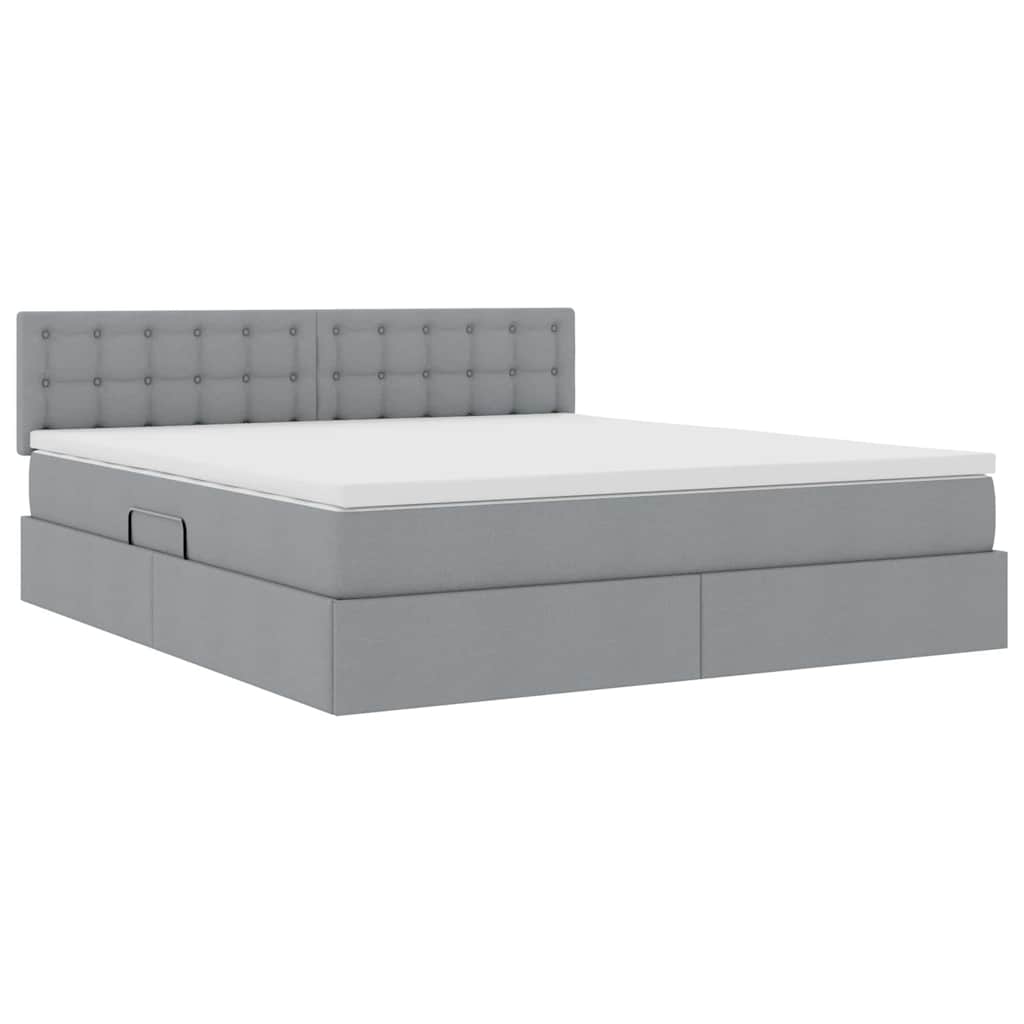 Lit avec rangement et matelas gris clair 160 x 200 cm velours - 5
