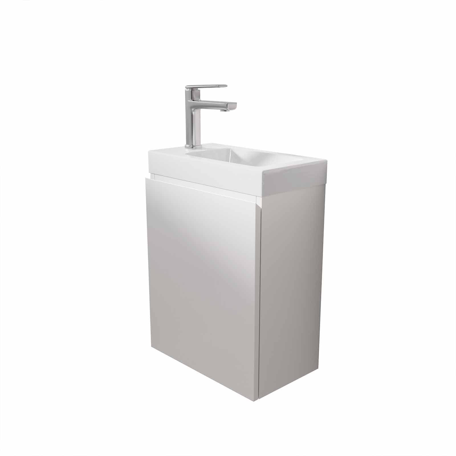 Meuble Lave Mains Blanc 40x50x22 cm avec Vasque en SMC - ELEMENTARY - 3