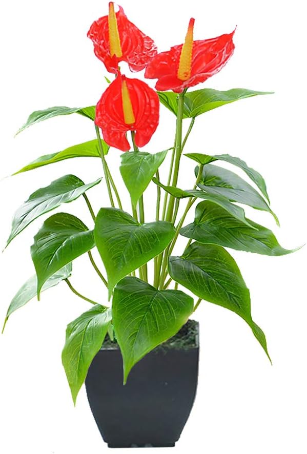 Lazyspace 4 mini piante artificiali in vaso, set decorativo per piante finte in plastica, per interni ed esterni, per casa, ufficio, scrivania, bagno, cucina, fai da te, idea regalo, arancione