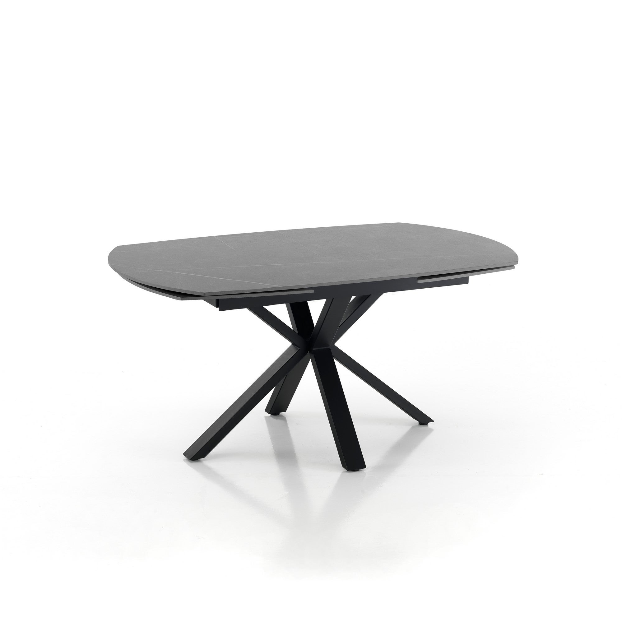 Stół rozkładany ZOE 3 – stal czarna, ceramika szary marmur, wys. 75 cm, szer. 140 cm/210 cm, 6/8 miejsc, do jadalni