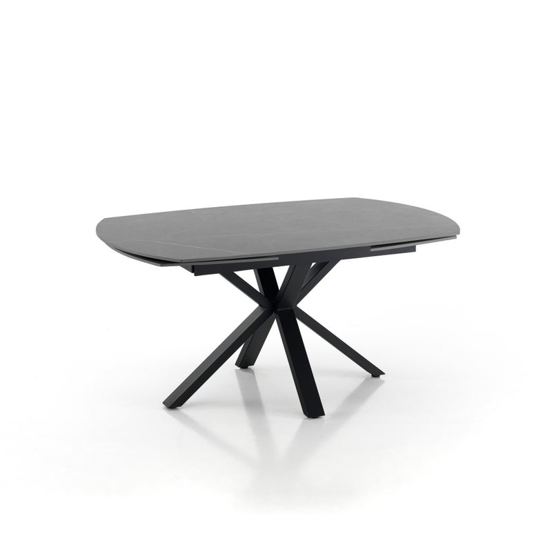 Stół rozkładany ZOE 3 – stal czarna, ceramika szary marmur, wys. 75 cm, szer. 140 cm/210 cm, 6/8 miejsc, do jadalni