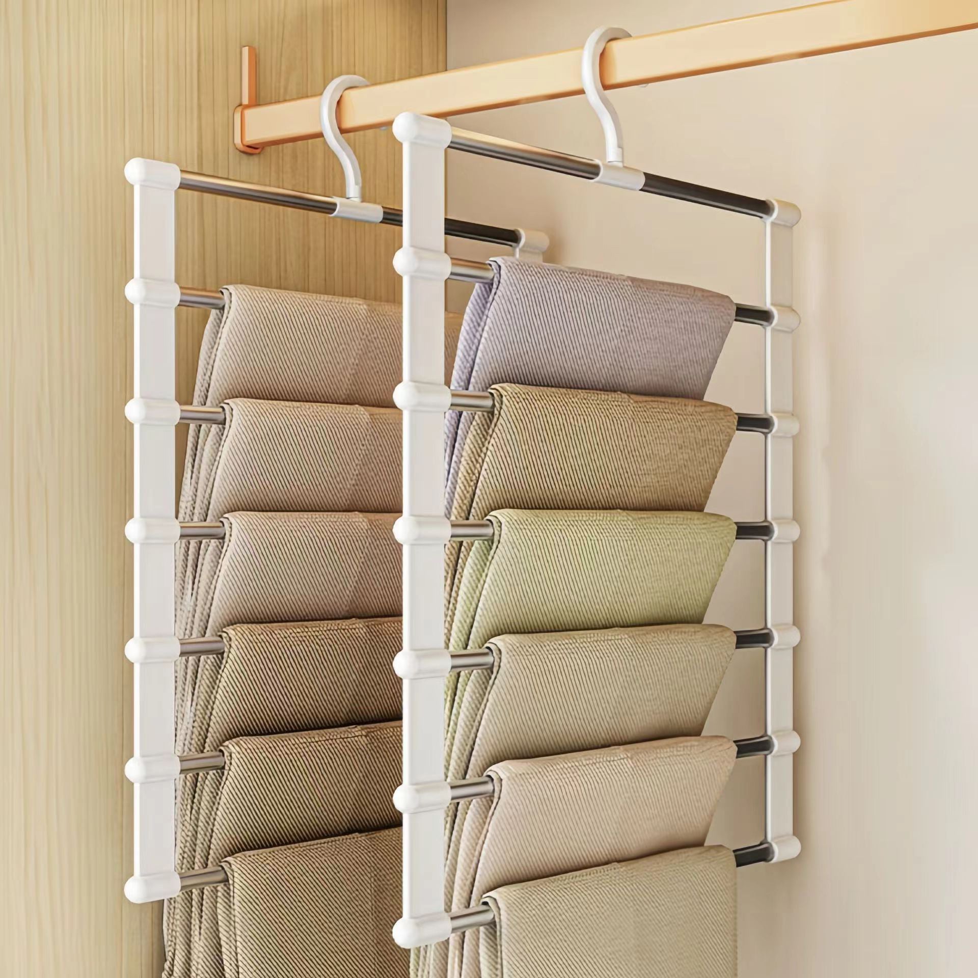 2 Cintres Pour Vêtements Et Accessoires Avec 7 Barres, Cintres Multifonctions, Rangement Pliable Pour Pantalons 96108979