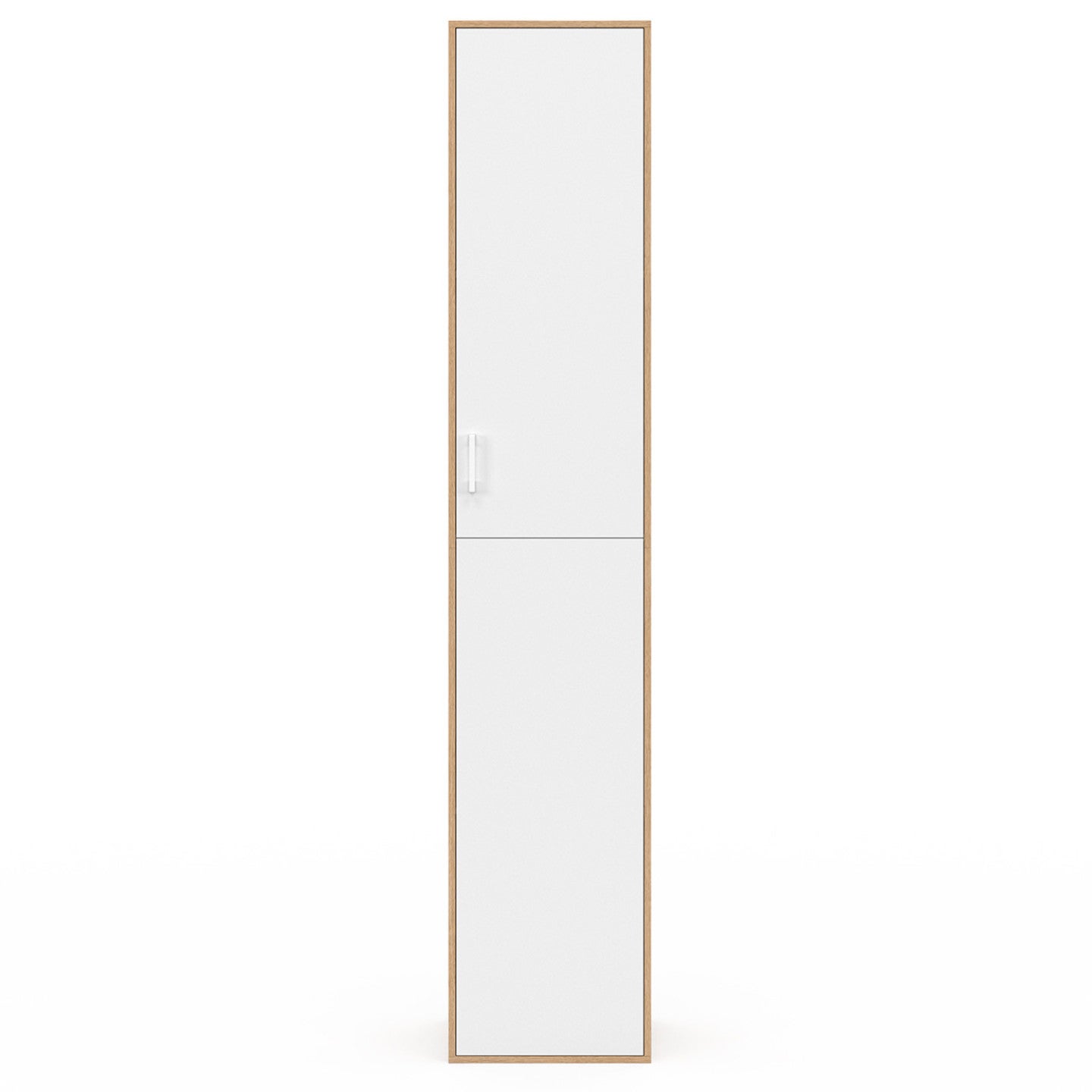 Armoire de bureau 180 cm multifonction SYLVIA blanc et bois 1 porte 3 étagères - 3
